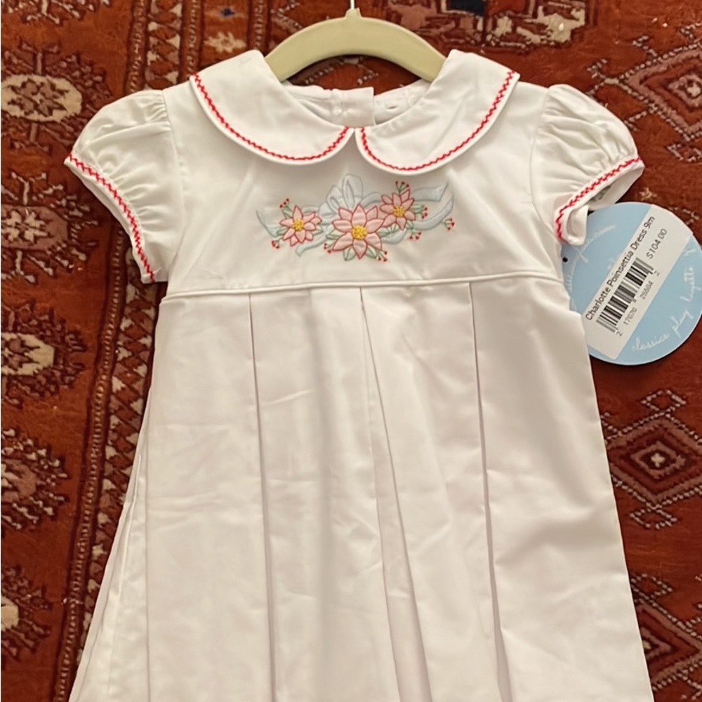 NWT little English poinsettia dress 9m